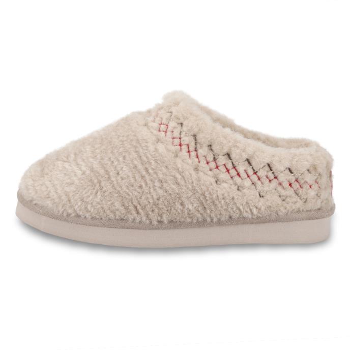 totes® Icons Ladies Borg Mule Slipper With EVA Sole Light Grey Extra Image 4